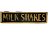 "Milk Shakes" Vintage Sign, Tin, Blue and White